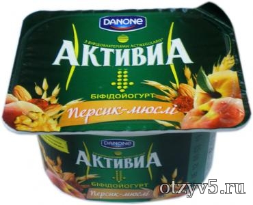 Йогурт Активиа Персик - мюсли отзывы про Йогурты